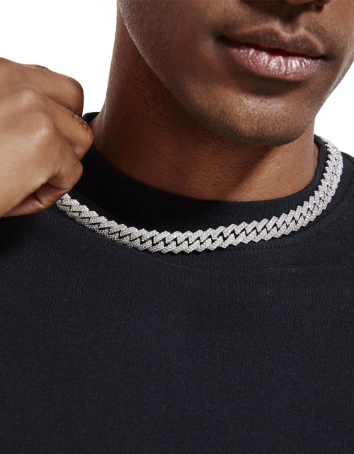 Load image into Gallery viewer, S925 Moissanite Diamond Prong Cuban Link Chain in White Gold - 12mm by Bling Proud | Urban Jewelry Online Store
