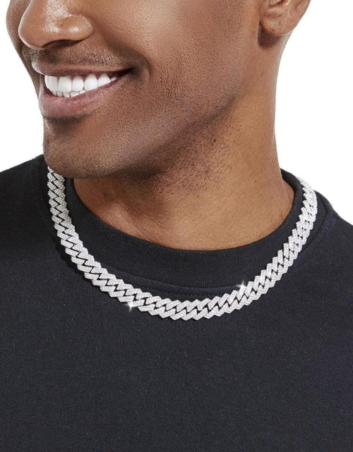 Load image into Gallery viewer, S925 Moissanite Diamond Prong Cuban Link Chain in White Gold - 12mm by Bling Proud | Urban Jewelry Online Store
