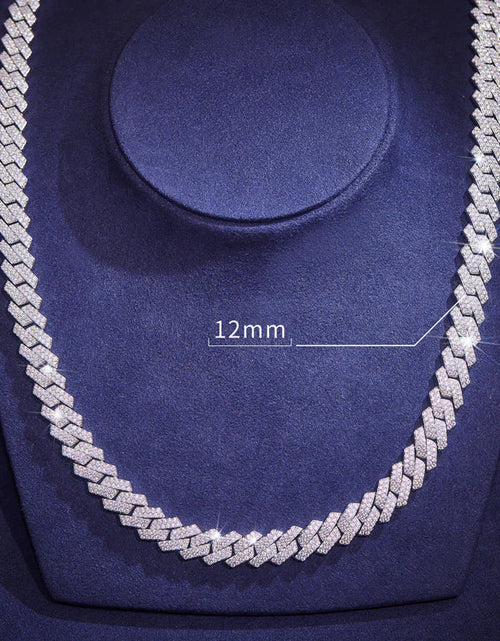 Load image into Gallery viewer, S925 Moissanite Diamond Prong Cuban Link Chain in White Gold - 12mm by Bling Proud | Urban Jewelry Online Store

