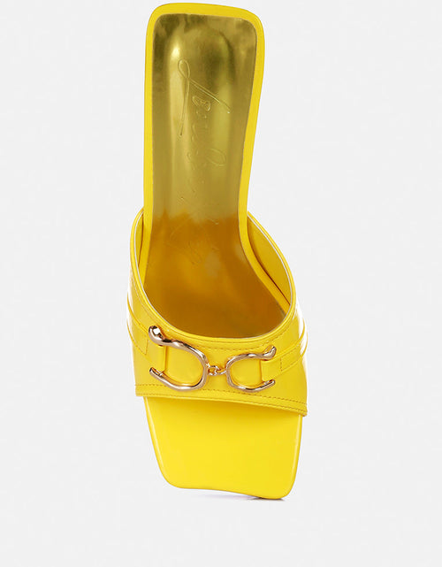Load image into Gallery viewer, salisbury horsebit buckle triangular block heel sandals by London Rag
