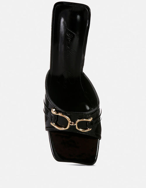 Load image into Gallery viewer, salisbury horsebit buckle triangular block heel sandals by London Rag
