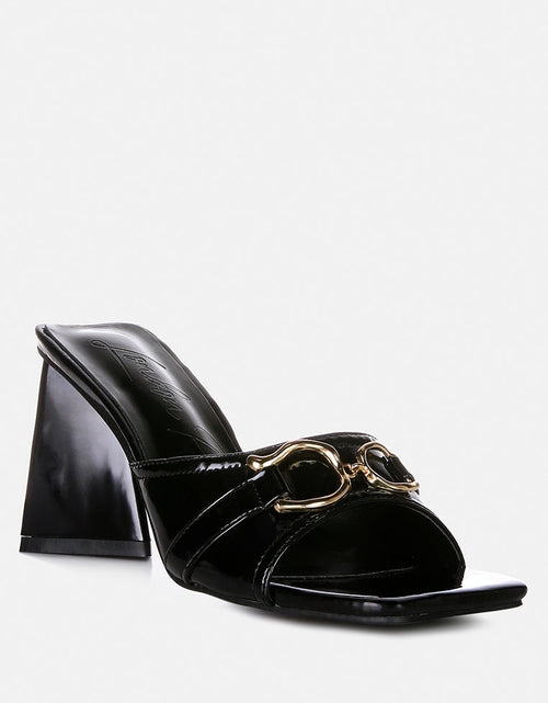 Load image into Gallery viewer, salisbury horsebit buckle triangular block heel sandals by London Rag
