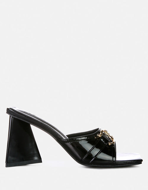 Load image into Gallery viewer, salisbury horsebit buckle triangular block heel sandals by London Rag
