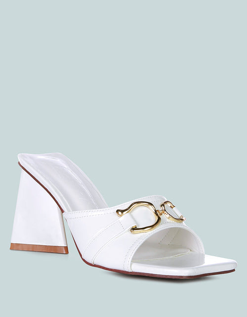 Load image into Gallery viewer, salisbury horsebit buckle triangular block heel sandals by London Rag
