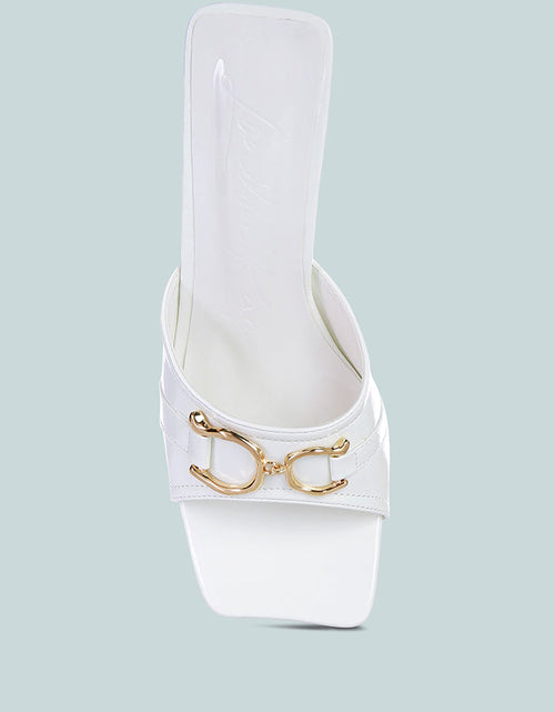 Load image into Gallery viewer, salisbury horsebit buckle triangular block heel sandals by London Rag
