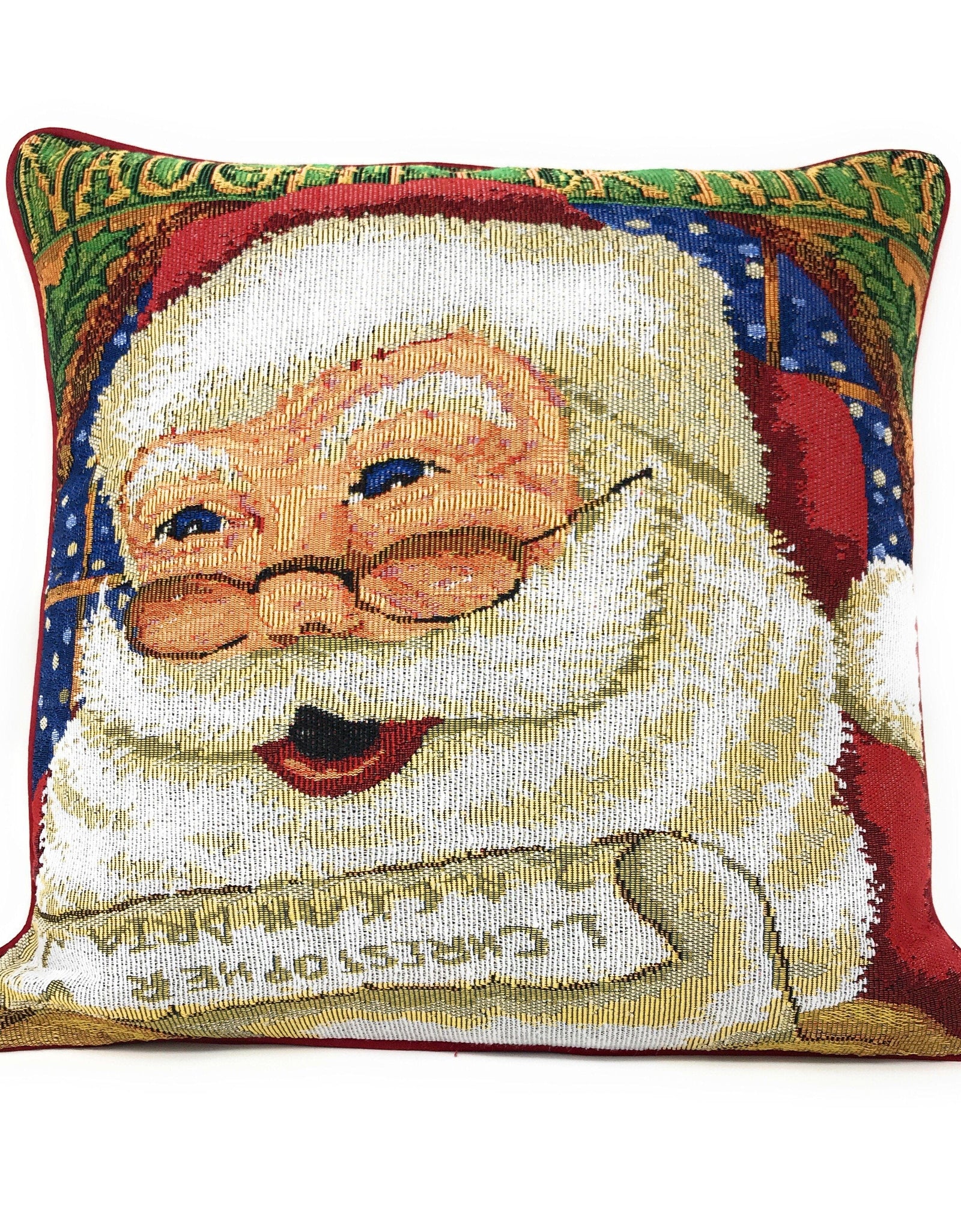 DaDa Bedding Set of 4 Pieces - Magical Santa Snowman Gingerbread Christmas Holiday Tapestry Throw Pillow Covers Bundle Pack - 16" x 16" by DaDa Bedding Collection