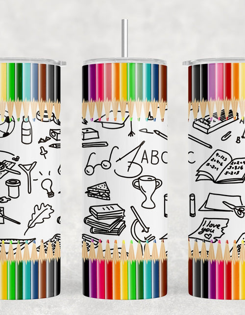 Load image into Gallery viewer, School Supplies - 20 oz Steel Skinny Tumbler - Optional Blue Tooth Speaker - Speaker Color will Vary by Rowdy Ridge Co
