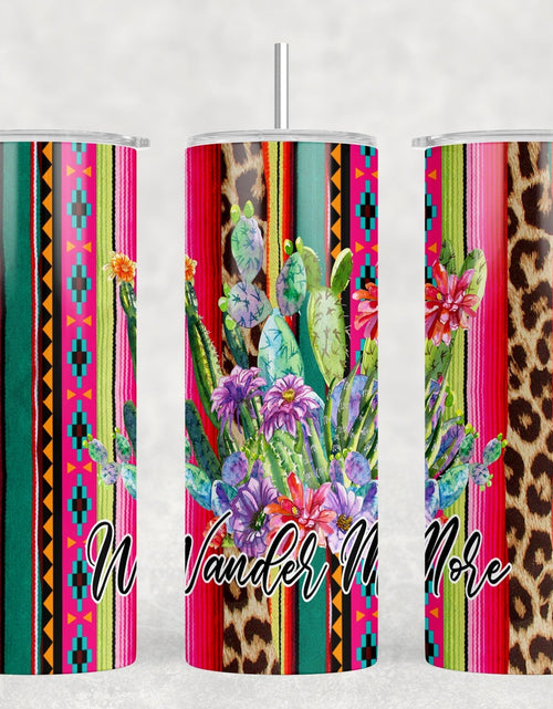 Load image into Gallery viewer, Serape Cactus  - 20 oz Steel Skinny Tumbler - Optional Blue Tooth Speaker - Speaker Color will Vary by Rowdy Ridge Co
