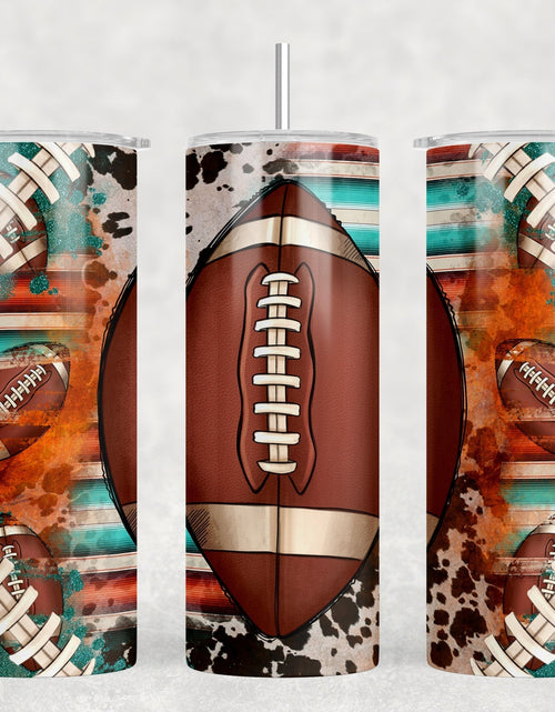 Load image into Gallery viewer, Serape Football|Skinny Tumbler|Optional Bluetooth Speaker| Speaker Color Varies by Rowdy Ridge Co

