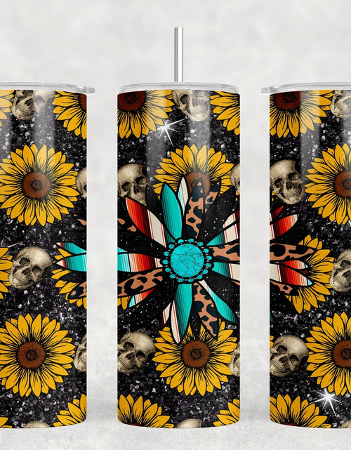 Load image into Gallery viewer, Serape Sunflower  - 20 oz Steel Skinny Tumbler - Optional Blue Tooth Speaker - Speaker Color will Vary by Rowdy Ridge Co
