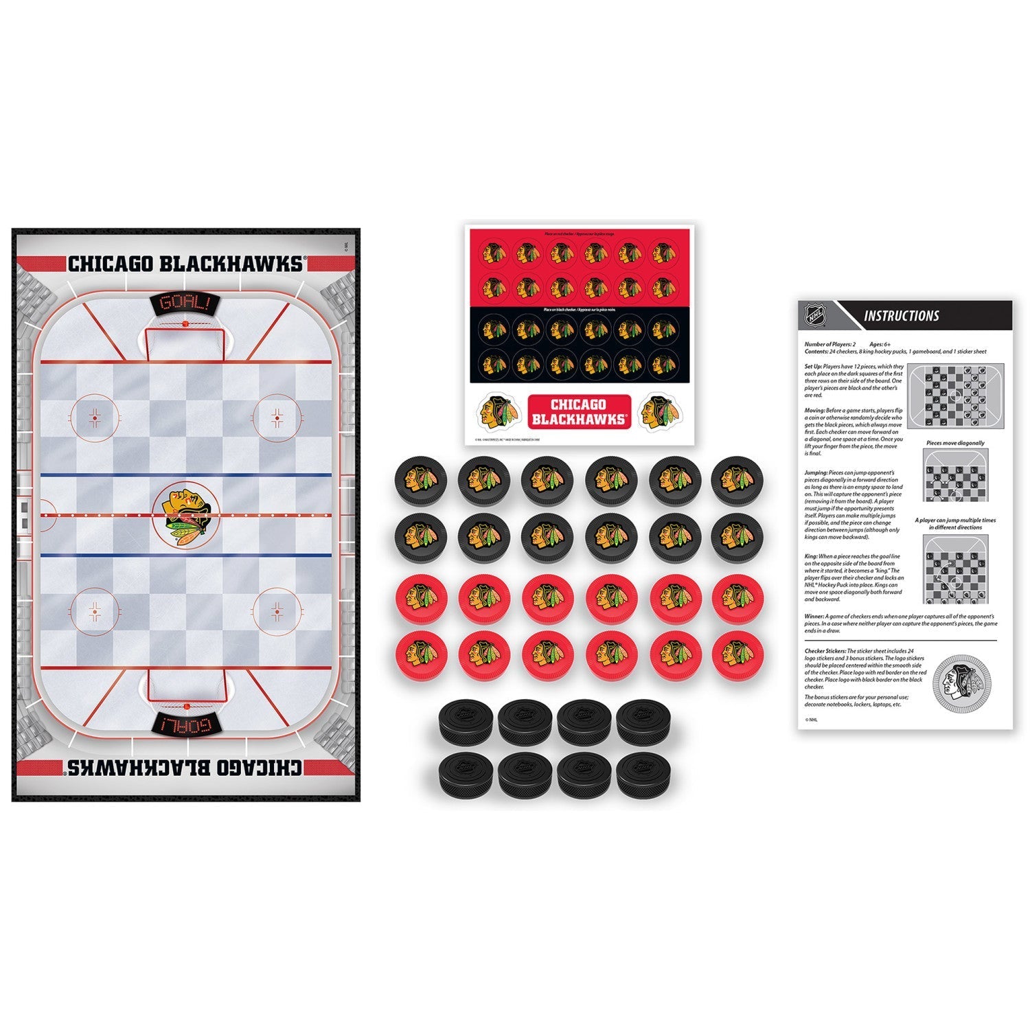 Chicago Blackhawks Checkers Board Game by MasterPieces Puzzle Company INC