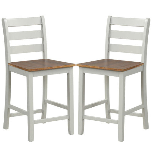 Load image into Gallery viewer, Set of 2 Counter Bar Stool with Inclined Backrest and Footrest-Gray
