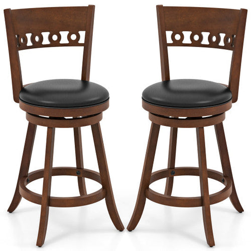 Load image into Gallery viewer, Set of 2 Swivel Bar Stools with Rubber Wood Frame-24.5 inches
