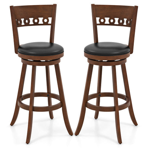 Load image into Gallery viewer, Set of 2 Swivel Bar Stools with Rubber Wood Frame-30.5 inches
