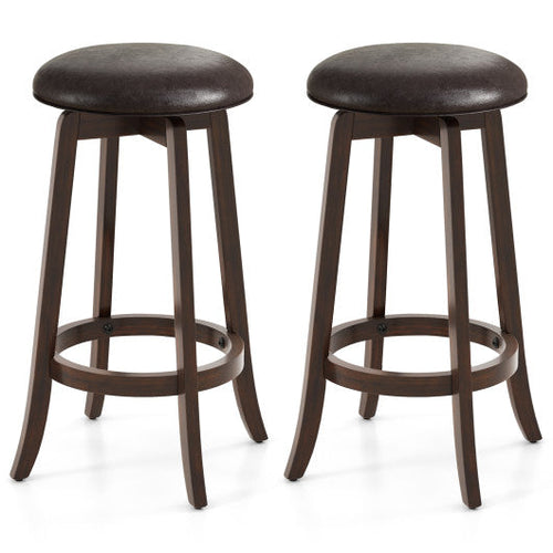 Load image into Gallery viewer, Set of 2 24/29 Inch Upholstered PU Leather Bar Stool with 360° Swivel Round Seat-29 inches
