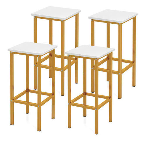 Load image into Gallery viewer, Set of 4 Bar Stool Set 26 Inch Bar Chair with Metal Legs and Footrest-White
