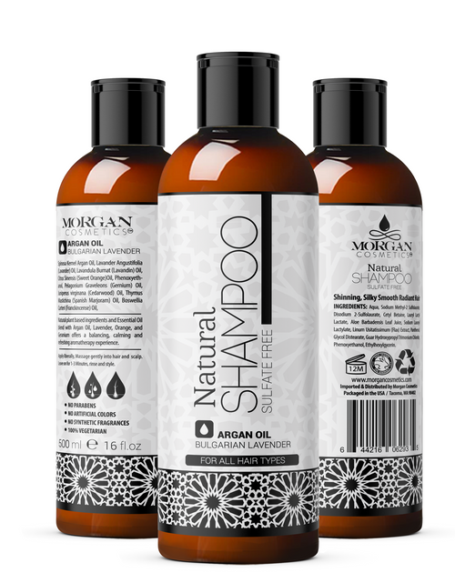 Load image into Gallery viewer, Argan Sulfate Free Shampoo Lavender 16 oz by Morgan Cosmetics
