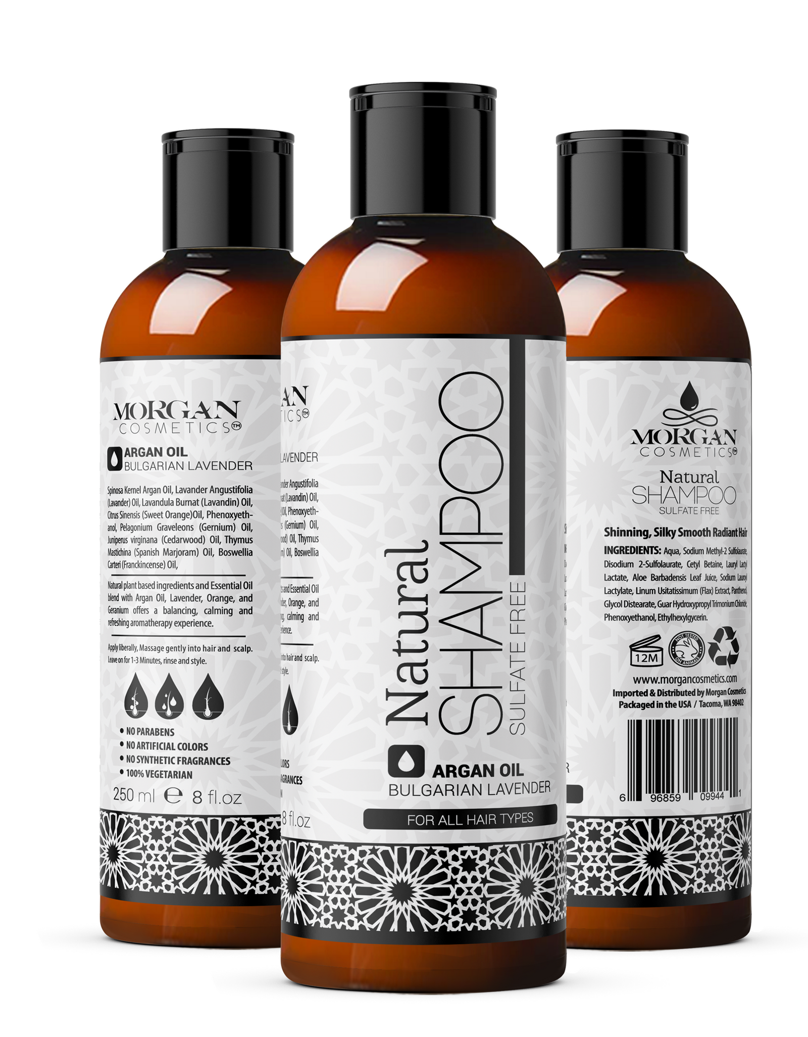Argan Sulfate Free Shampoo Lavender 8 oz by Morgan Cosmetics