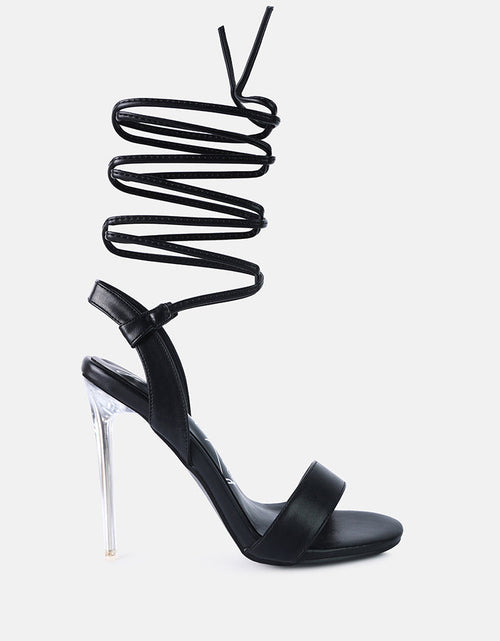 Load image into Gallery viewer, sheeny clear stiletto lace up heels by London Rag
