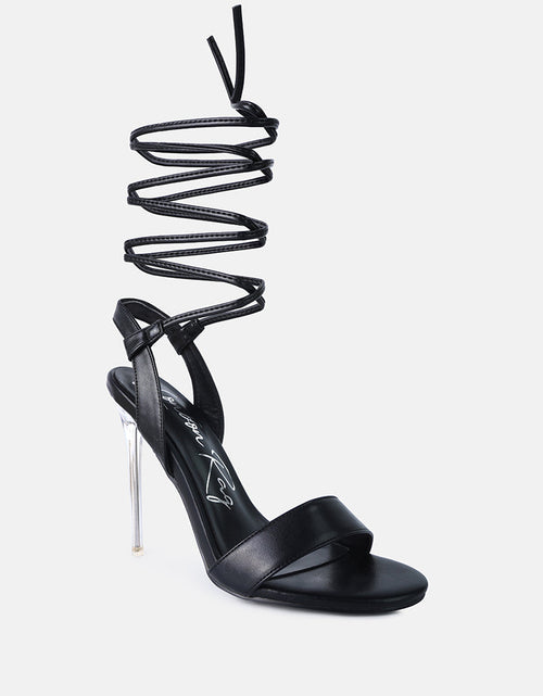 Load image into Gallery viewer, sheeny clear stiletto lace up heels by London Rag
