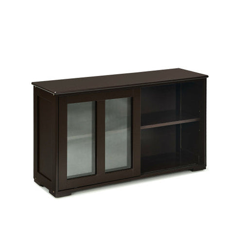 Load image into Gallery viewer, Sideboard Buffet Cupboard Storage Cabinet with Sliding Door-Brown
