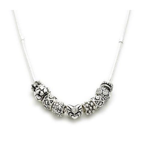 Load image into Gallery viewer, Silver Plated 'Sparkly Silver' Charm Bead Necklace by Liberty Charms USA

