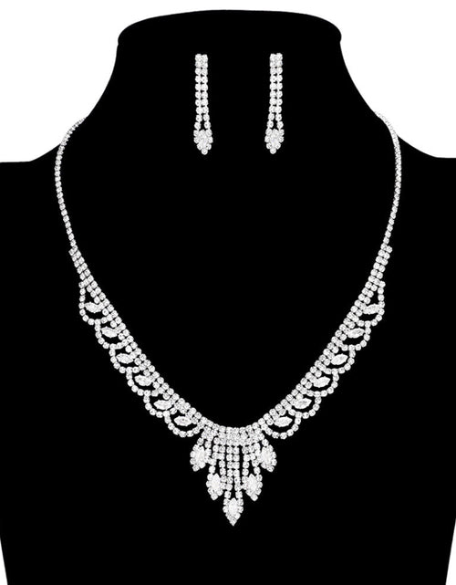 Load image into Gallery viewer, CZ Marquise Stone Accented Necklace Earring Set by Madeline Love
