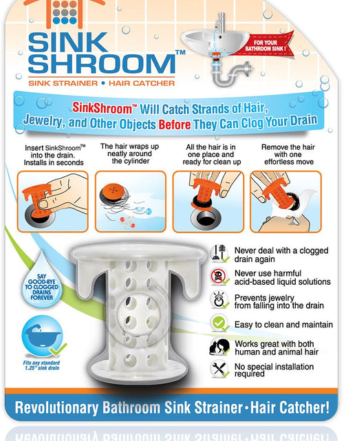 Load image into Gallery viewer, SinkShroom® (White) The Hair Catcher That Prevents Clogged Bathroom Sink Drains by TubShroom.com
