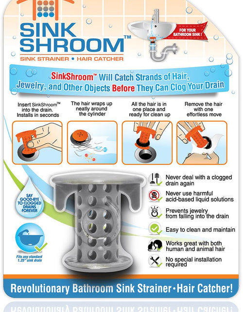 Load image into Gallery viewer, SinkShroom® (Gray) The Hair Catcher That Prevents Clogged Bathroom Sink Drains by TubShroom.com
