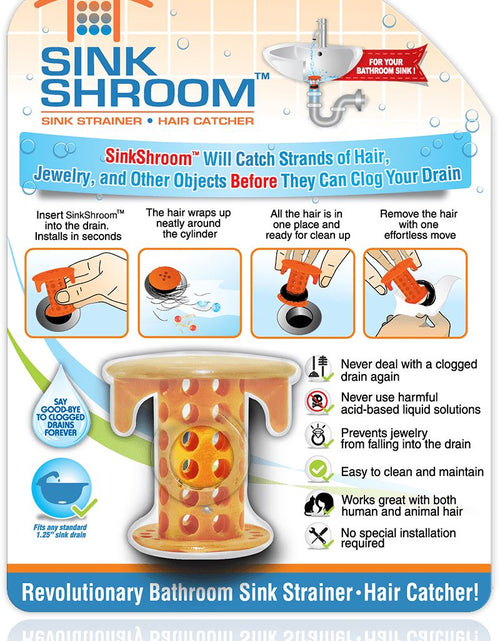 Load image into Gallery viewer, SinkShroom® (Orange) The Hair Catcher That Prevents Clogged Bathroom Sink Drains by TubShroom.com
