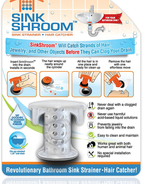 Load image into Gallery viewer, SinkShroom® (Clear) The Hair Catcher That Prevents Clogged Bathroom Sink Drains by TubShroom.com
