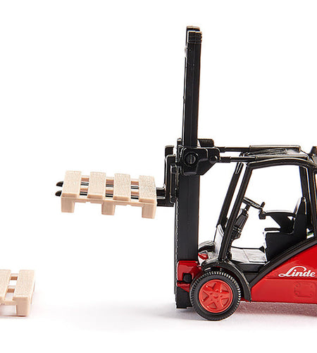 Linde Forklift Truck Red with 2 Pallet Accessories 1/50 Diecast Model by Siku