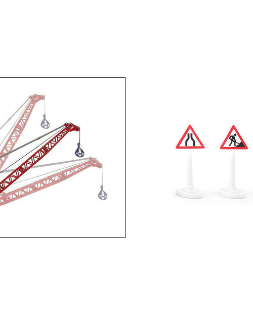 Load image into Gallery viewer, Heavy Haulage Transporter Green and Liebherr Cable Excavator Red with Wrecking Ball and Signs 1/87 (HO) Diecast Models by Siku
