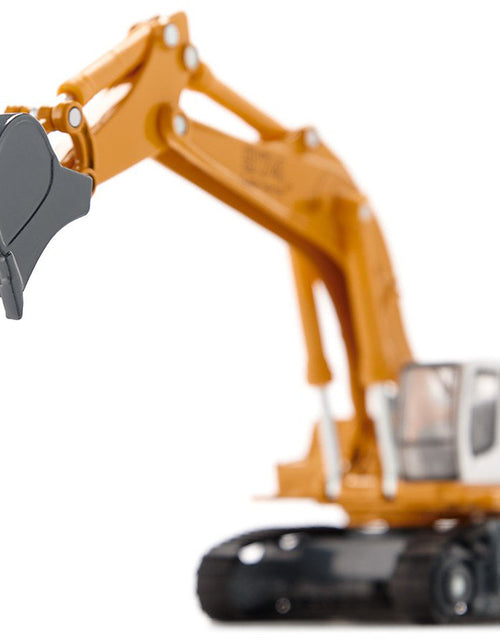 Load image into Gallery viewer, Heavy Haulage Flatbed Transporter Blue and Liebherr 974 Litronic Excavator Yellow 1/87 (HO) Diecast Models by Siku
