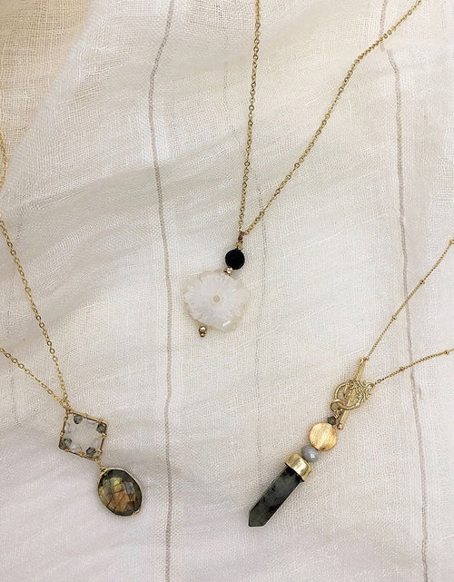 Load image into Gallery viewer, Solar Quartz Lava Necklace by SLATE + SALT
