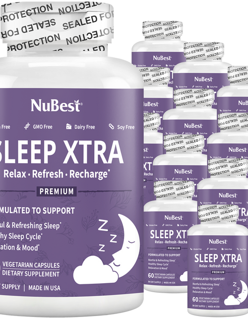 Load image into Gallery viewer, Sleep Xtra, Natural Non-Habit Forming Sleep Aid for Teens &amp; Adults, 60 Vegan Capsules by NuBest Nutrition®
