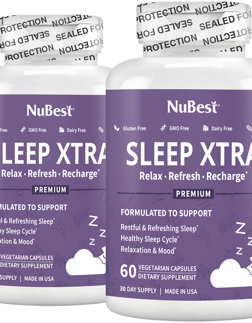 Load image into Gallery viewer, Sleep Xtra, Natural Non-Habit Forming Sleep Aid for Teens &amp; Adults, 60 Vegan Capsules by NuBest Nutrition®
