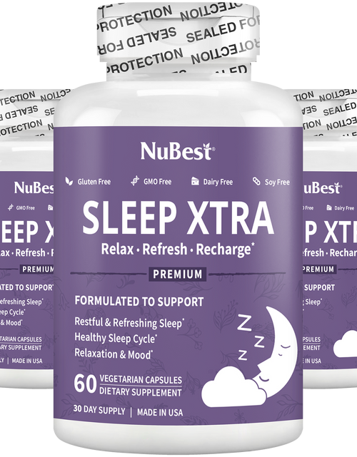 Load image into Gallery viewer, Sleep Xtra, Natural Non-Habit Forming Sleep Aid for Teens &amp; Adults, 60 Vegan Capsules by NuBest Nutrition®

