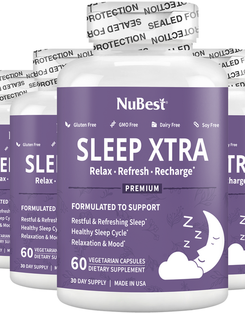 Load image into Gallery viewer, Sleep Xtra, Natural Non-Habit Forming Sleep Aid for Teens &amp; Adults, 60 Vegan Capsules by NuBest Nutrition®

