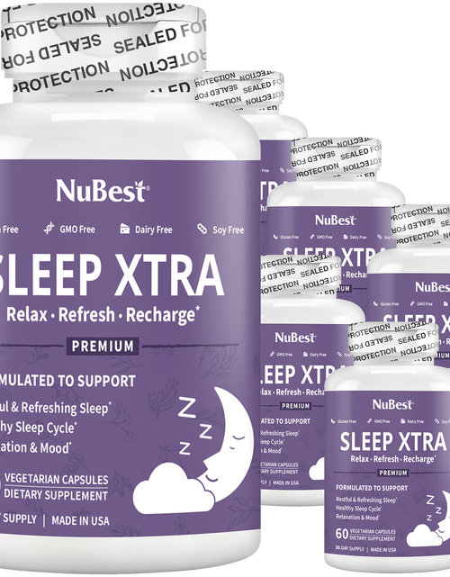 Load image into Gallery viewer, Sleep Xtra, Natural Non-Habit Forming Sleep Aid for Teens &amp; Adults, 60 Vegan Capsules by NuBest Nutrition®
