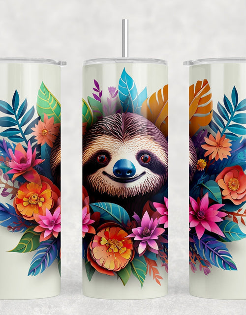 Load image into Gallery viewer, Sloth|Skinny Tumbler|Optional Bluetooth Speaker| Speaker Color Varies by Rowdy Ridge Co
