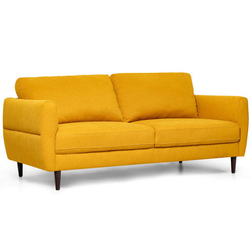 Load image into Gallery viewer, 72 Inch Small Fabric Loveseat Sofa Couch with Wood Legs-Yellow
