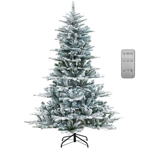 Load image into Gallery viewer, 6 Feet Snow Flocked Artificial Christmas Tree with Cool White LED Lights
