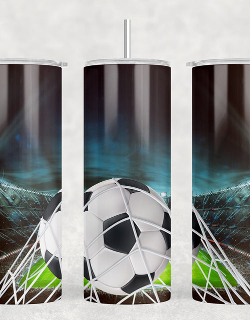 Load image into Gallery viewer, Soccer - 20 oz Steel Skinny Tumbler - Optional Blue Tooth Speaker - Speaker Color will Vary by Rowdy Ridge Co
