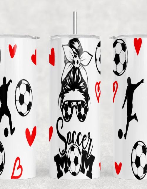 Load image into Gallery viewer, Soccer Mom  - 20 oz Steel Skinny Tumbler - Optional Blue Tooth Speaker - Speaker Color will Vary by Rowdy Ridge Co
