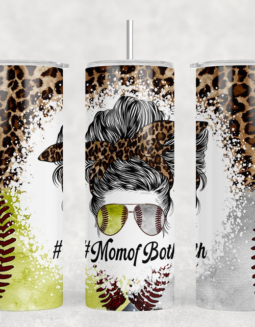 Load image into Gallery viewer, Softball and Baseball Mom Leopard Print|Skinny Tumbler|Optional Bluetooth Speaker| Speaker Color Varies by Rowdy Ridge Co
