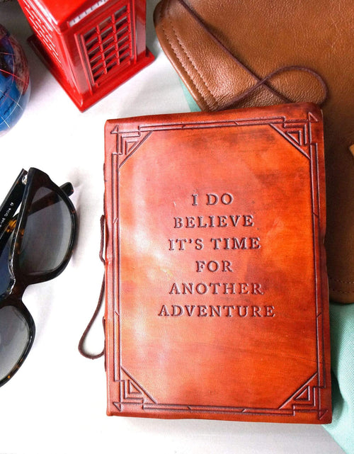 Load image into Gallery viewer, Another Adventure Quote Leather Journal by Soothi
