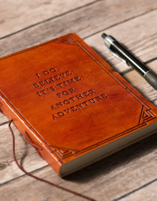 Load image into Gallery viewer, Another Adventure Quote Leather Journal by Soothi
