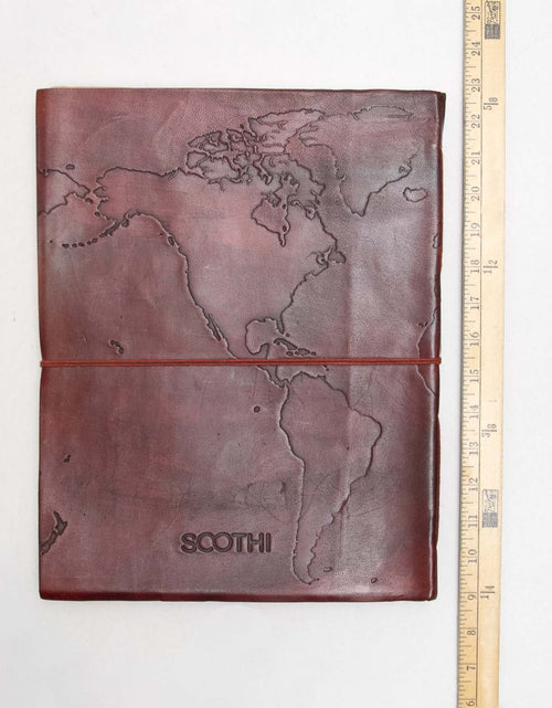 Load image into Gallery viewer, Extra Large World Map 14x11 Handmade Leather Journal by Soothi
