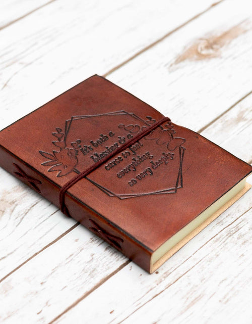 Load image into Gallery viewer, Feel Deeply Quote Leather Journal - 7x5 by Soothi
